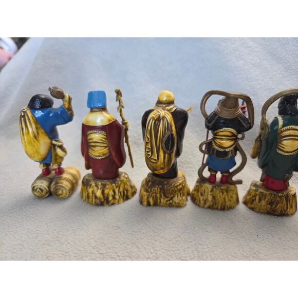 Lot 7 Gods of Good Fortune Antique Celluloid Japanese MCM Numbered - Picture 13 of 14